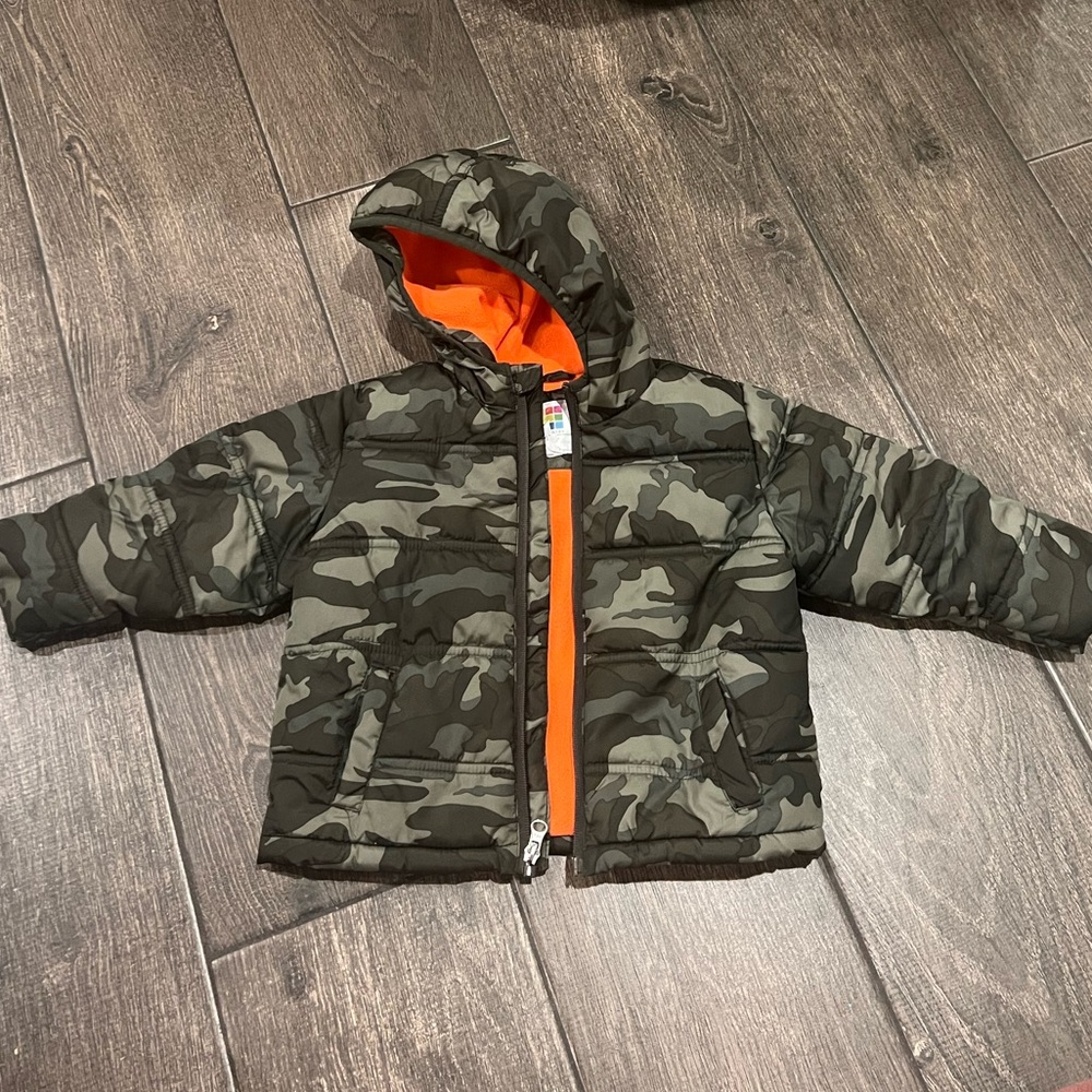 healthtex Camouflage Puffer Jacket with Orange Lining